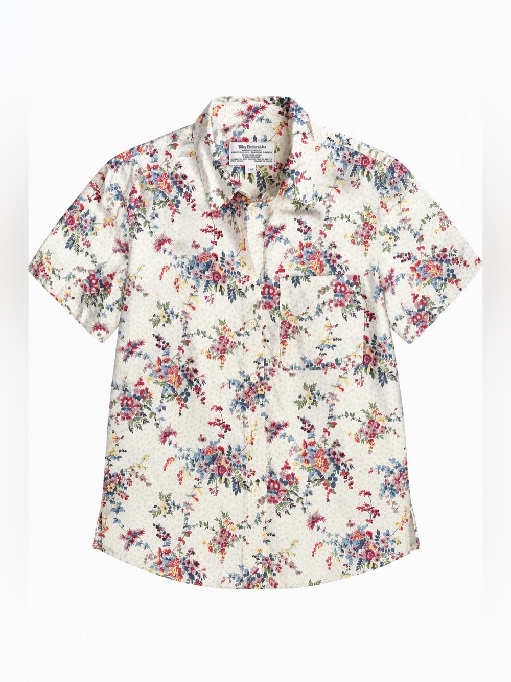 Tilley Endurables Liberty Prints Floral Shirt L 100% Cotton Made in Canada